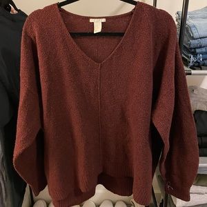 Cashmere Burgundy V Neck Sweater